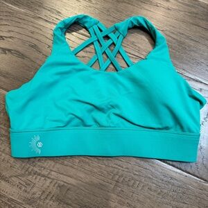 Citrine Glow Sports Bra Teal with Strappy Back Design‎
